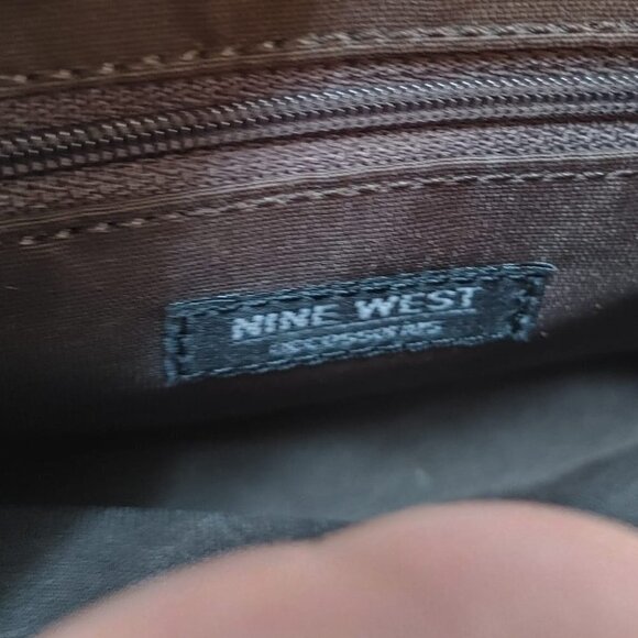 Vintage Nine West Shoulder Bag Geometric Pattern Beige Brown Medium/Small Purse - Picture 7 of 7